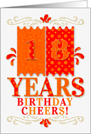 18th Birthday for Boys or Girls in Orange and Golden Yellow Patterns card