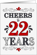 22nd Birthday Cheers in Red White and Black Patterns card