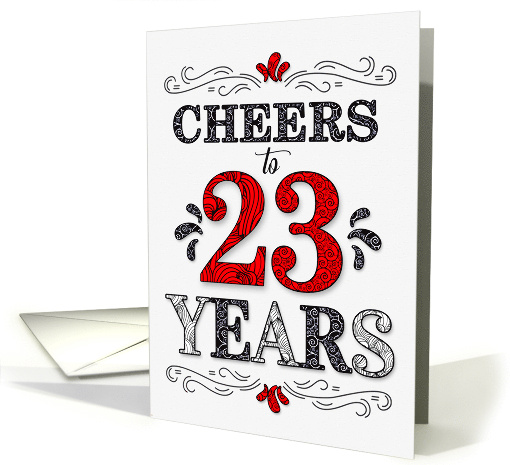 23rd Birthday Cheers in Red White and Black Patterns card (1572114)