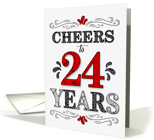 24th Birthday Cheers in Red White and Black Patterns card (1572460)