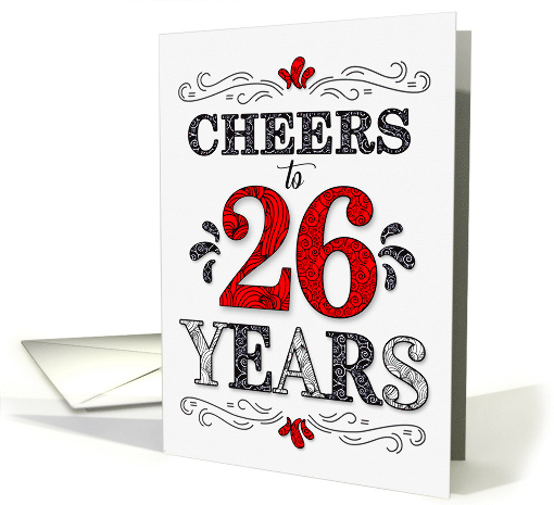 26th Birthday Cheers in Red White and Black Patterns card (1573026)