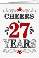 27thBirthday Cheers in Red White and Black Patterns card