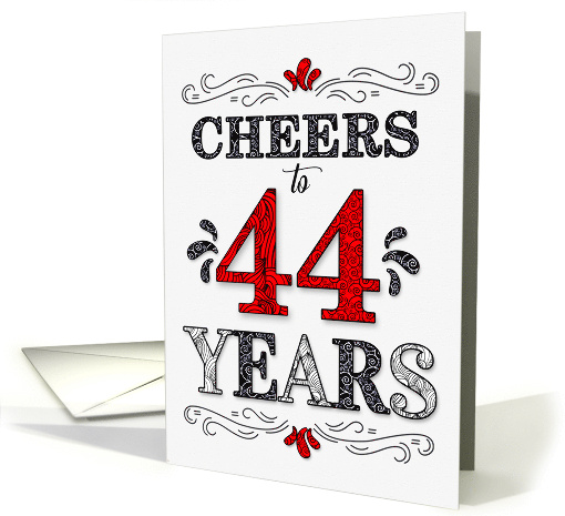 44th Birthday Cheers in Red White and Black Patterns card (1575990)