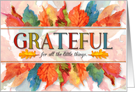 Grateful Thanksgiving Watercolor Leaves card