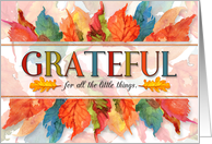 for Boss Grateful Thanksgiving Watercolor Leaves Business card