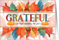 for Customers Grateful Thanksgiving Watercolor Leaves Business card