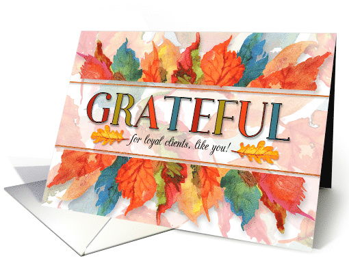 for Clients Grateful Thanksgiving Watercolor Leaves Business card