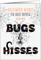 for Young Great Nephew Halloween Bugs and Hisses card