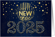 New Year 2024 Navy Blue and Gold Stars card