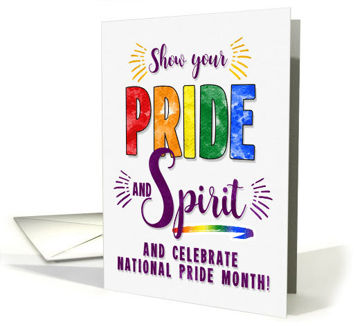 National Pride Month Pride and Spirit LGBT Rainbow Theme card