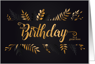 for Boss Birthday Business Faux Gold Leaf on Charcoal card