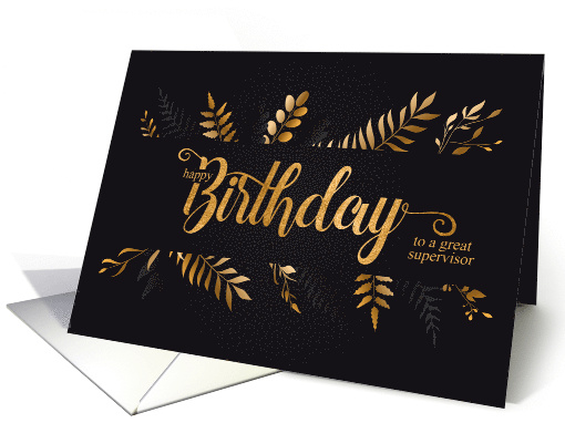 for Supervisor Birthday Business Botanical Charcoal Gray card