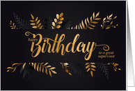 for Supervisor Birthday Business Botanical Charcoal Gray card