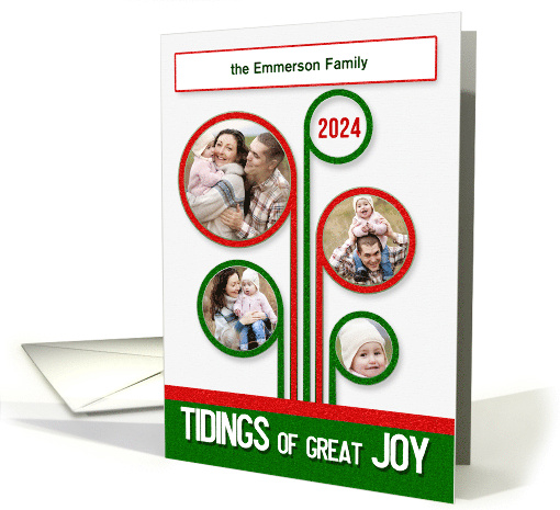 2024 Christmas Tidings of Great Joy 4 Photo Red and Green card
