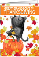 Great Grandson’s 1st Thanksgiving Dancing Black Cat Pumpkin card