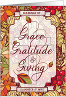 Daughter & Wife on Thanksgiving Christian Blessings of Grace card