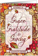 for Godson & Partner Thanksgiving Blessings of Grace card