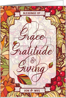 for Son and his Wife Thanksgiving Blessings of Grace card