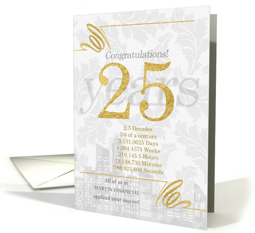 25 Years in Business Gold and Silver Custom NO REAL GLITTER card