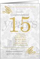 15 Year Employee Name Anniversary Business NO REAL GLITTER card