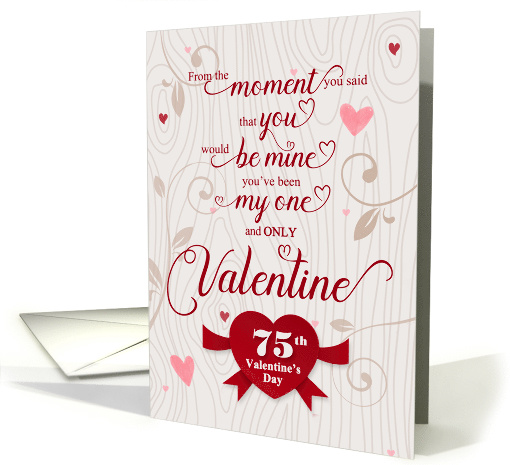 75 Valentine's Days Together Romantic and Tender Red Heart card