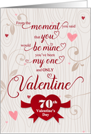 70 Valentine’s Days Together Romantic and Tender Red Heart card
