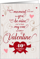 40 Valentine’s Days Together Romantic and Tender Red Heart card