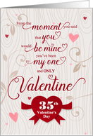 35 Valentine’s Days Together Romantic and Tender Red Heart card