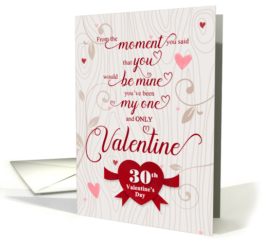 30 Valentine's Days Together Romantic and Tender Red Heart card