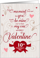 10 Valentine’s Days Together Romantic and Tender Red Heart card