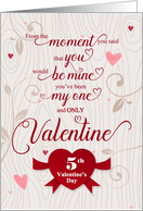 5 Valentine’s Days Together Romantic and Tender Red Heart card