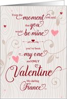 for Fiance Valentine’s Day Romantic and Tender Botanical Hearts card