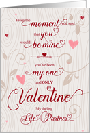 for Life Partner Valentine’s Day Romantic and Tender Botanical Hearts card