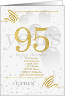 95th Birthday in Days Weeks Minutes with Name NO REAL GLITTER card