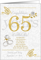 65th Wedding Anniversary Rings Roses and Gold NO REAL GLITTER card