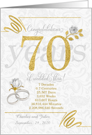 70th Wedding Anniversary Rings Roses and Gold NO REAL GLITTER card