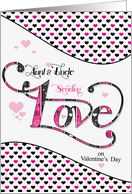 for Aunt and Uncle Sending Love on Valentine’s Day Pink and Black card