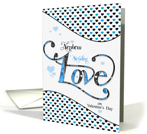 for Nephew Sending Love on Valentine's Day Blue Tiny Hearts card