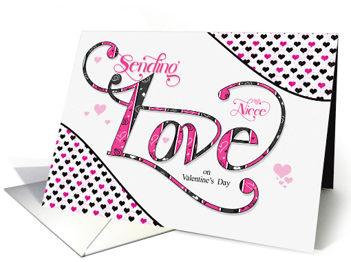 for Niece Sending Love on Valentine's Day Pink Tiny Hearts card