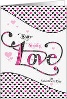 for Sister Sending Love on Valentine’s Day Pink Tiny Hearts card