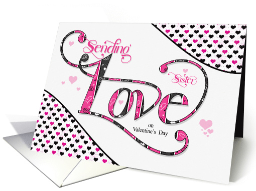 for Sister Sending Love on Valentine's Day Pink Tiny Hearts card