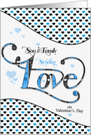for Son and Family Sending Love on Valentine’s Day Blue card