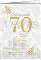 70 Years in Business Gold and Silver Custom NO REAL GLITTER card