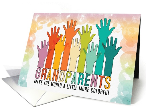 Becoming Grandparents Congratulations Colorful Hands Raised card