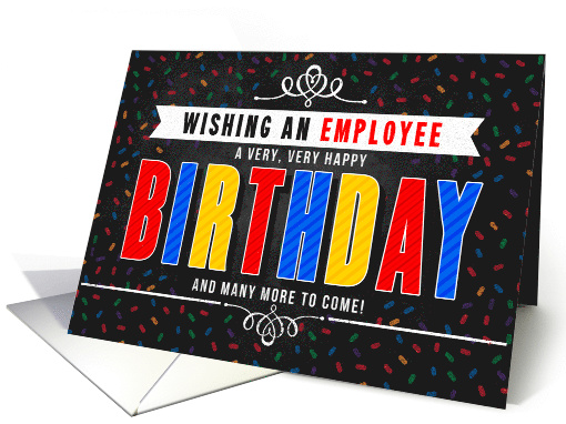 for Employee Colorful Chalkboard Birthday Typography card (1602048)