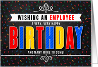 for Employee Colorful Chalkboard Birthday Typography card