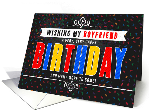 for Boyfriend Colorful Chalkboard Birthday Typography card (1602050)