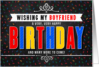 for Boyfriend Colorful Chalkboard Birthday Typography card