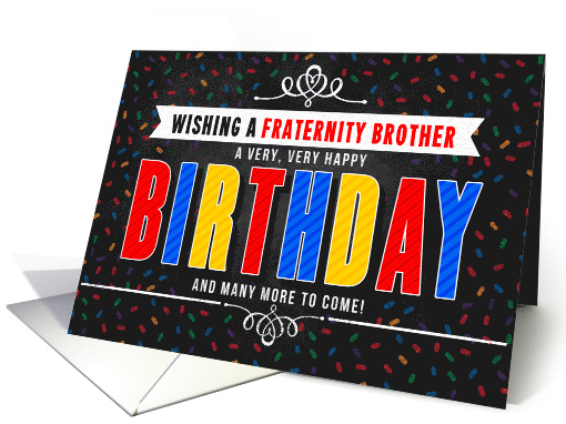 for Fraternity Brother Colorful Chalkboard Birthday Typography card