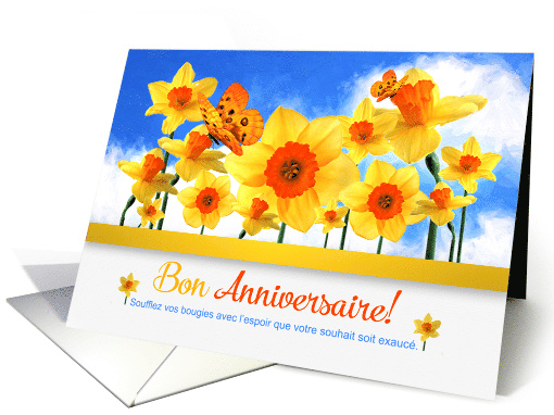 French Birthday with Daffodil Garden and Butterflies card (1602524)